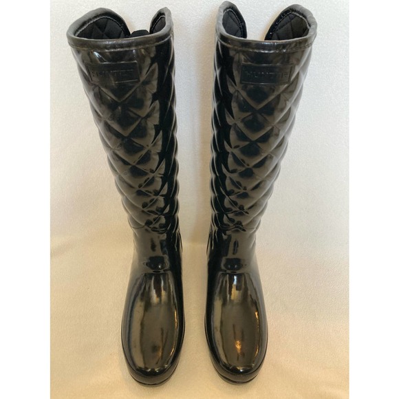HUNTER NEW Sz 5 Gloss Quilted Tall Rain Boot - Picture 3 of 9